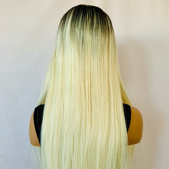 “Put On & Go” Long Ombre Blonde Synthetic Wig with Bangs - Picture 8 of 13